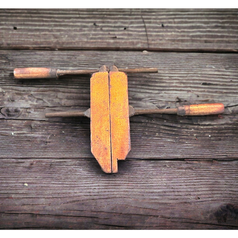 Antique Screw Clamp and Wood Metal by Handy Mfg Co. Aged Patina Industrial - Picture 9 of 10
